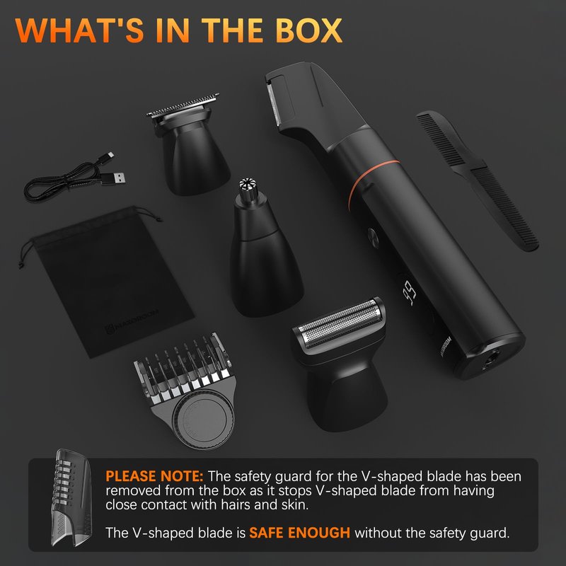 MAXGROOM Manscape Body Hair Trimmer for Men, Waterproof Pubic, Groin & Ball Shaver, No-Nick Mens Electric Grooming Kit with LED Display, USB Rechargeable, Adjustable Guide Comb