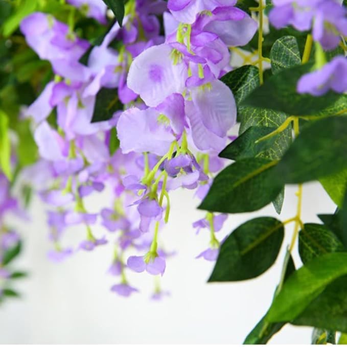 5pack Wisteria Garland Flower Garland Artificial Flowers Wisteria Vines Fake Ivy Flowers Total 33ft (Purple)