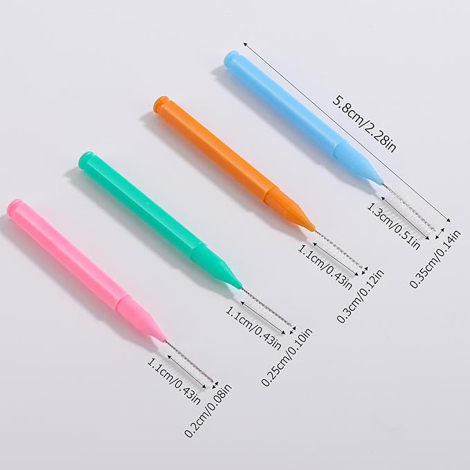 200Pcs Interdental Brushes Braces Toothbrush Teeth Gaps Cleaner Tools, 4 Color