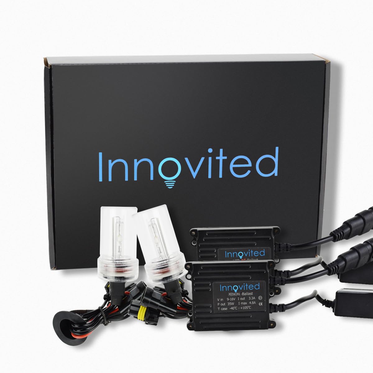 Innovited H4-2 9003 6000K HID Xenon bulb bundle with 2 x 35W Slim AC Digital Ballast (w/High Halogen) - Diamond White
