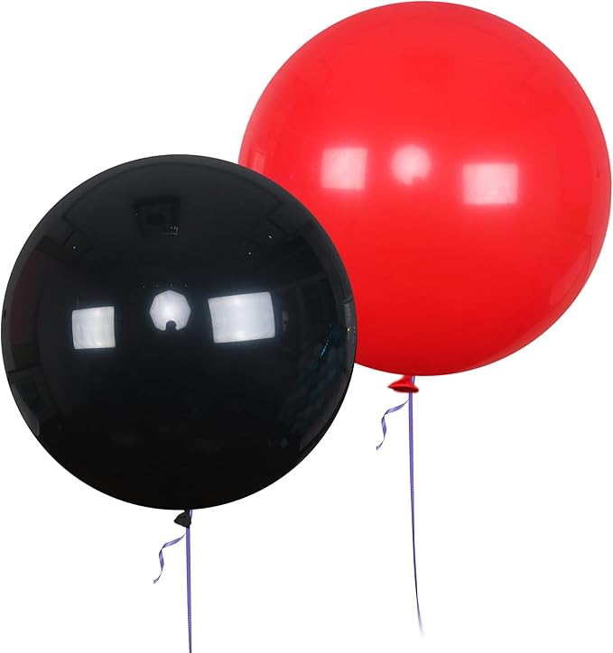 AZOWA 24 Inch Black and Red Balloons 10 Large Party Balloons for Wedding Birthday Baby Shower Decoration (Black and Red, 10 Pcs)