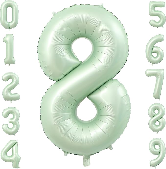 40 Inch Olive Green Large Number Balloons 0-9, Number 8 Balloons Foil Mylar Big Number Balloons, Helium Number Balloons Decorations For Birthday, Anniversary Events, Wedding Party