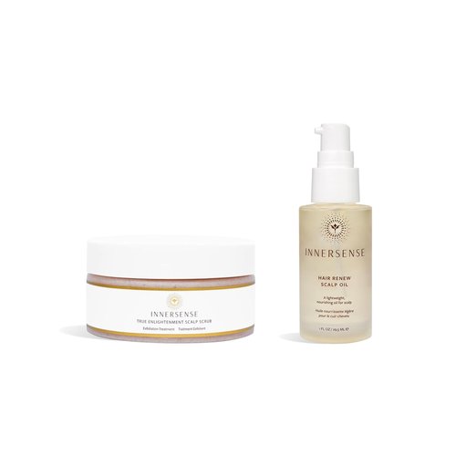 INNERSENSE Organic Beauty - True Enlightenment Scalp Scrub + Hair Renew Scalp Oil Natural Hair BUNDLE | Non-Toxic, Cruelty-Free Haircare