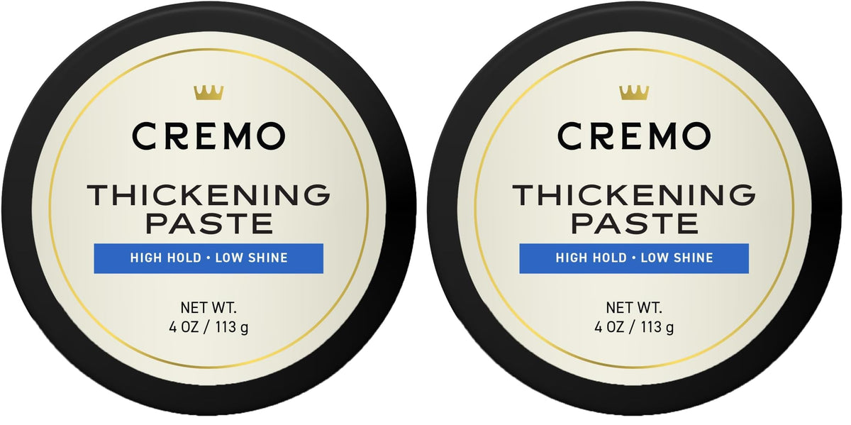 Cremo Hair Thickening Paste for Men - Premium Barber Grade Thickening Paste,High Hold and Low Shine,Hair Styling 4 Oz,(Pack of 2)