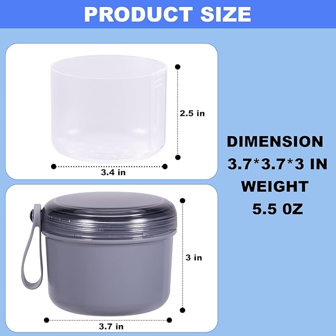 Denture Case, Leak Proof Denture Bath Cup for Travel, Denture Container Cups for Soaking Full & Partial Dentures, Retainers, Denture Cleaning Kit Holder Box with Denture Cleaner Brush-Grey