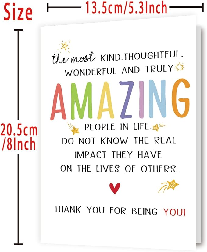 Cute Thank You Card for Best Friend Bestie, Appreciation Gifts for Teacher Boss Coworker Doctor, Sweet Friendship Card for Him Her