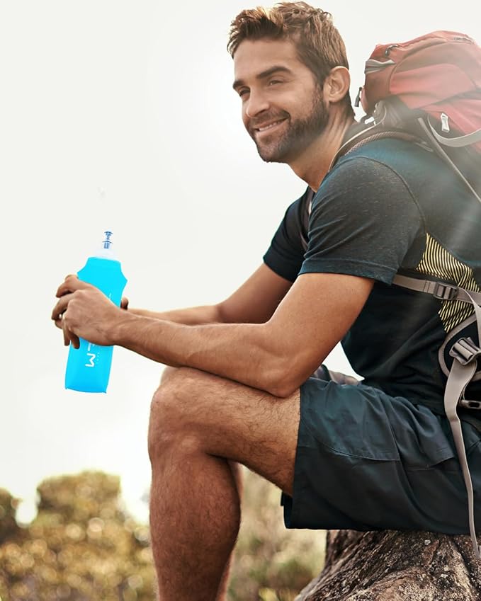 Folding Soft Flask Portable Collapsible Running Lightweight Water Bottle for Outdoor Sports,Travel with Mouthpeice Cover