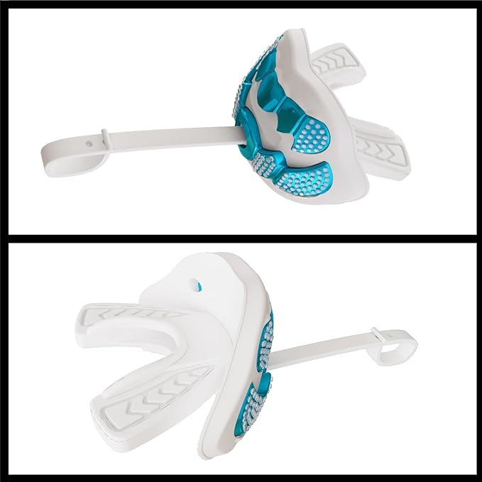 LeCool Football Mouth Guard with Connected Strap- 3D Beast Chrome Adult and Youth Mouth Guard-Mouth Piece for Sports for Maximum Air Flow and Teeth Protection