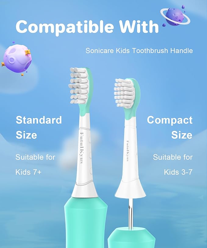 Kids Replacement Heads for Philips Sonicare: 3+ Years Old Children Soft Electric Toothbrush Compact Child Brush Head for Boys Girls, Pink & Blue 8 Pack