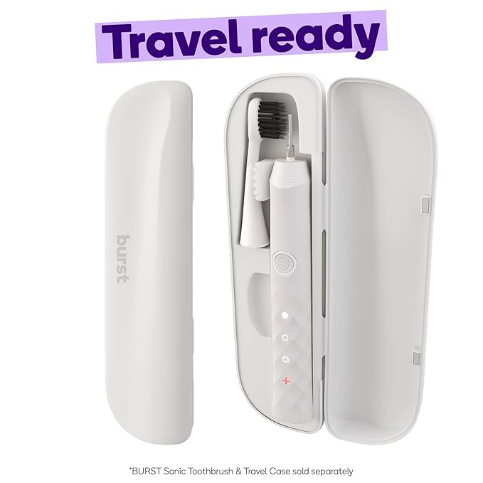BURST Sonic Electric Toothbrush Travel Case – Magnetic Lid, Lightweight, White (Case Only)