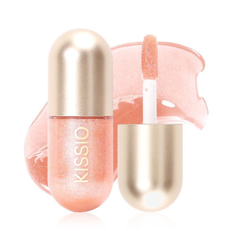 KISSIO Lip Plumper,Color Lip Plumper Gloss,Shimmer,Plant Extracts Plumping Lips Serum,Moisturizing Gloss for Fuller Lips and Hydrated,5.5ml,01 Lemonade