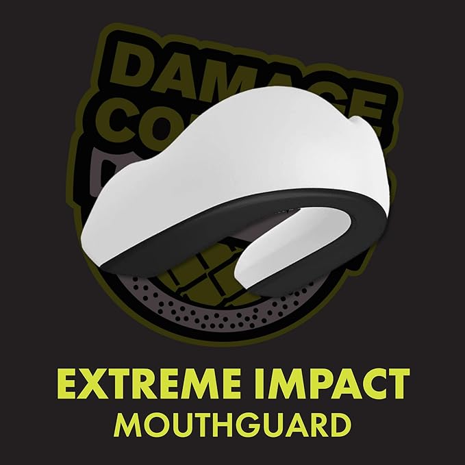 DAMAGE CONTROL Extreme Impact Mouth Guard – Sports Mouthguard for Boxing, MMA, BJJ, Hockey, Rugby, Lacrosse, & More – Mouthpiece for Teeth & Jaw Protection, for Youth & Adults (Youth, White)