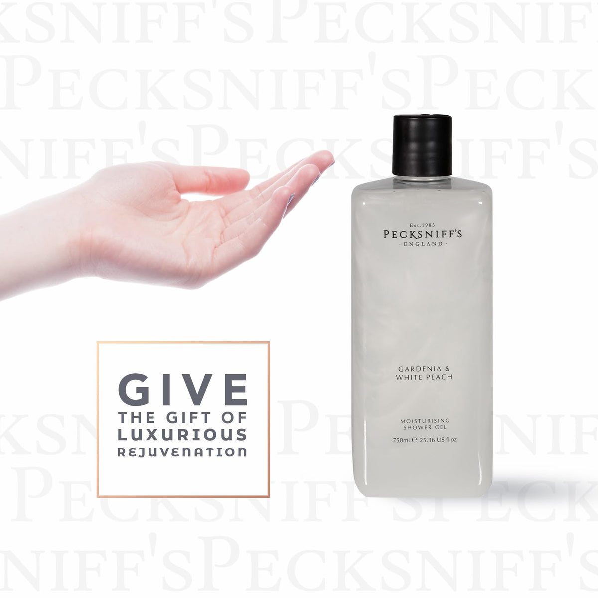Pecksniff's Gardenia & White Peach Moisturizing Shower Gel | 750ml / 25.36 Fl Oz