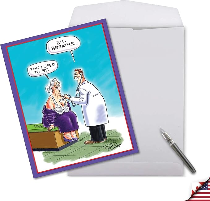 NobleWorks Jumbo Hysterical Birthday Greeting Card From Us 8.5 x 11 Inch with Envelope (1 Pack) Big, Jumbo Bday Big Breaths J4813BDG-US