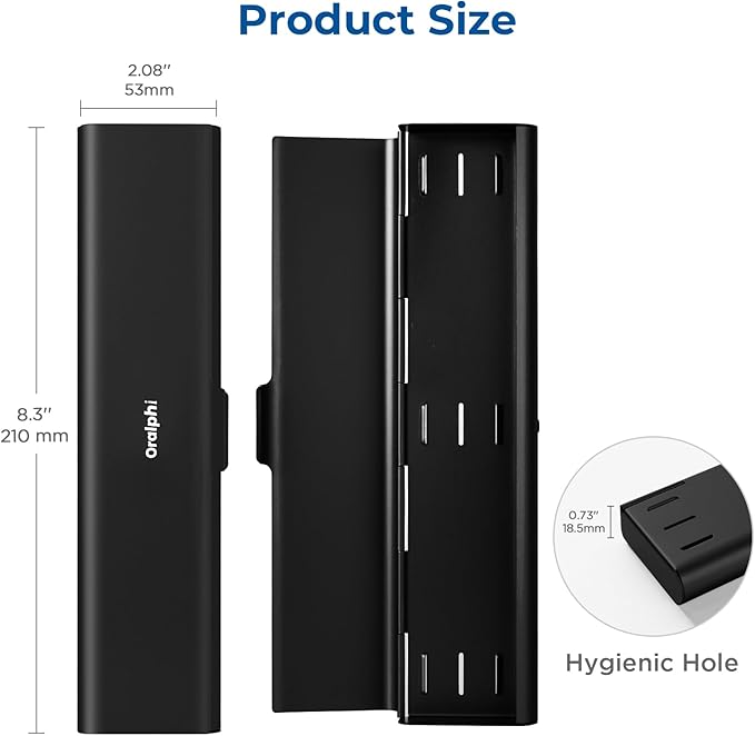Wider Aluminum Toothbrush Travel Case, Portable Travel Toothbrush Holder, Durable Manual Toothbrush Box Container for Traveling, Bathroom, Camping, Business Trip, Black