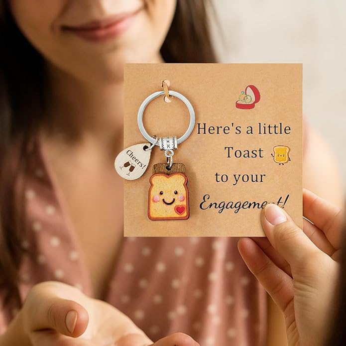 Cute Toast Keychain for Girls, New Beginnings Gifts for Best Friend as Next Chapter Stuff, Cute Love Engagement Housewarming Birthday New Job Gifts for Coworker Couple Bestie Sister Parents