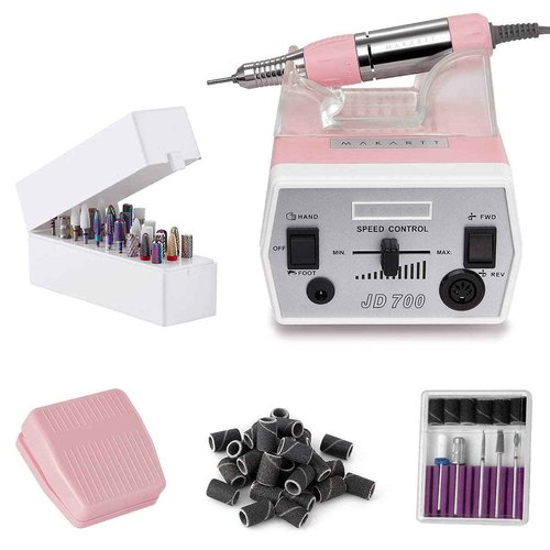 Makartt Geneviere Electric Nail Drill Machine with Nail Drill Bits Holder Dustproof Stand Bundle