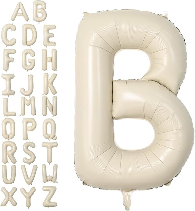 Cream B Letter Balloons,40 Inch Letter B Balloon Beige,Helium Custom Letter Balloon for Birthday Anniversary Party Decorations