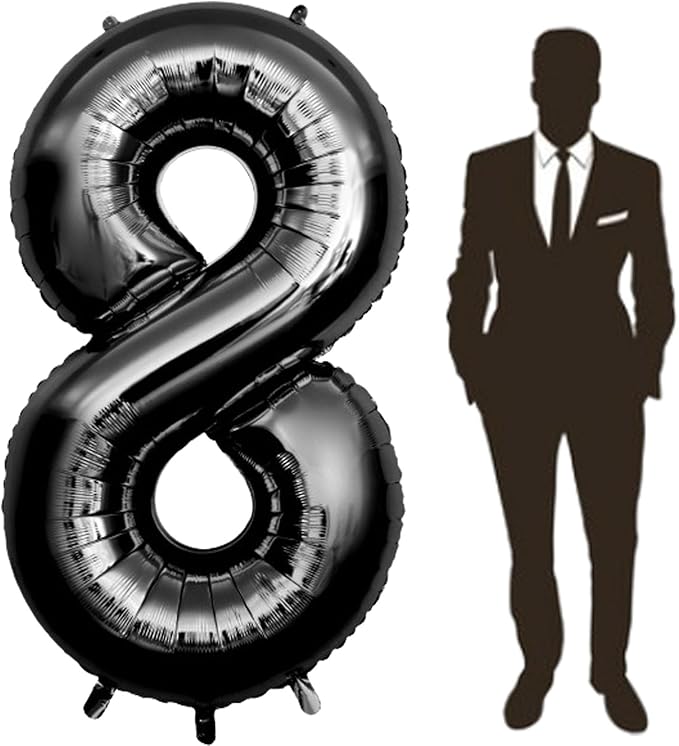60 Inch Black Number Balloon Large Foil Number Balloons With Base，0-9 Big Number Balloons for Birthday Party Supplies Decorations