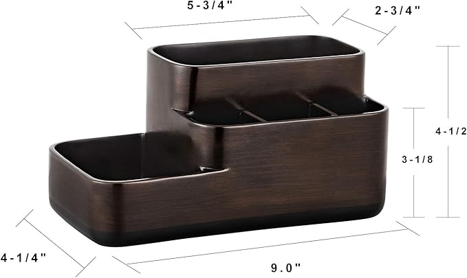 zccz Bathroom Organizer Toothbrush Holders - Electric Toothbrush and Toothpaste Holder for Bathrooms - Tooth Brushing Holder Bathroom Sink Organizers Countertop Storage, Oil Rubbed Bronze