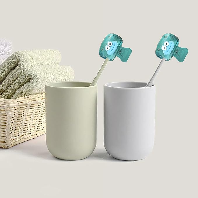 Upgrade Travel Toothbrush Head Covers Toothbrush Protector Cap Brush Pod Case Protective Portable Plastic Clip for Household Travel, Bathroom, School, Camping, Business (K, 2 Pack)
