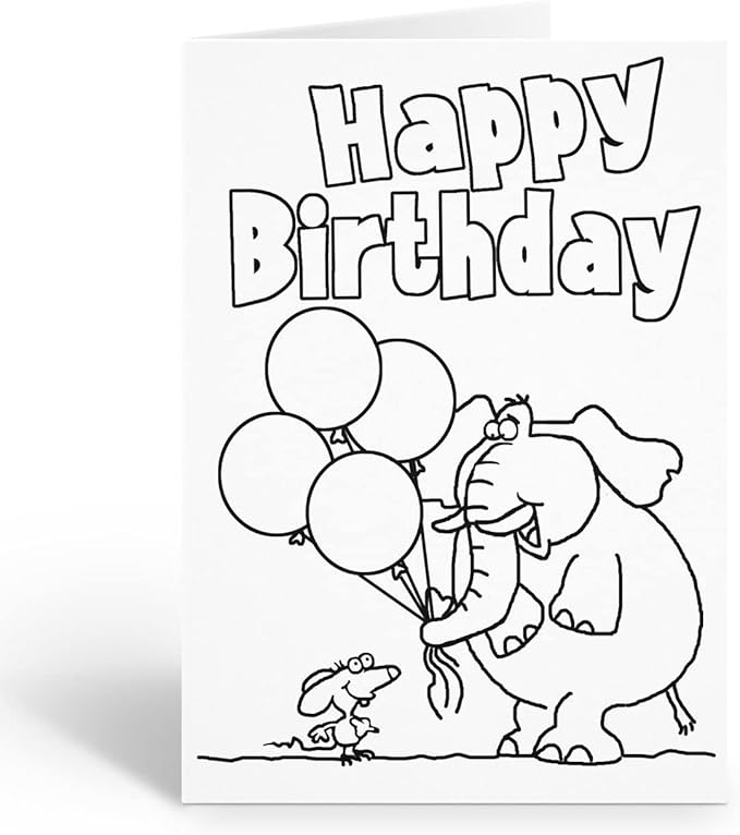 Stonehouse Collection Happy Birthday Kid Set of Coloring Greeting Cards - 12 Color-in Card and Envelopes (Assorted)