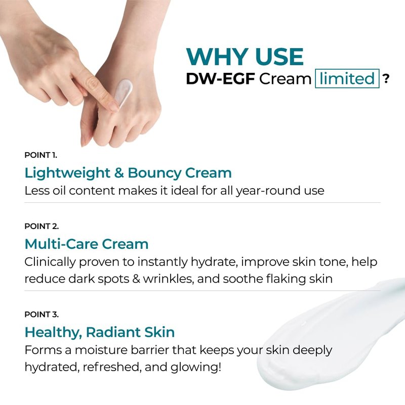 EASYDEW DW-EGF Cream Limited 2.36 oz - Anti-Aging Moisturizer with Human Epidermal Growth Factor & Hyaluronic Acid Collagen to Rejuvenate & Regenerate Cells, Softer Skin, Light weight Refreshing Cream