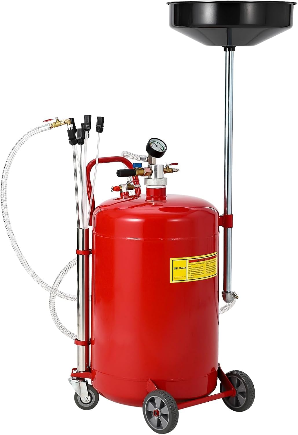 GarveeTech 20 Gallon Waste Oil Drain Tank, Air Operated Drainer Oil Change Tank,Oil Drain Container with Adjustable Funnel Heigh
