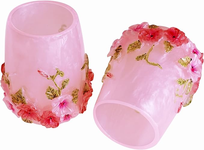 LUANT Vintage Pink Bathroom Accessories, 5Piece Bathroom Accessories Set, Bathroom Set Features, Soap Dispenser, Toothbrush Holder, Tumbler & Soap Dish - Bath Gift Set (Pink)
