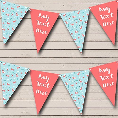 Coral Tropical Cocktail Personalized Birthday Party Bunting - Hanging Party Decoration - Birthday Party Banner Garland | Decorative Party Supplies