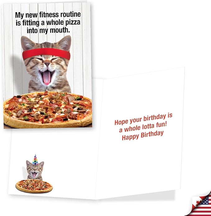 NobleWorks Assortment Pack of 3 Hysterical Birthday Greeting Cards with Envelopes for Men and Women (3 Designs, 1 Each) Kitten Fitness VC10012BDG-C1x3