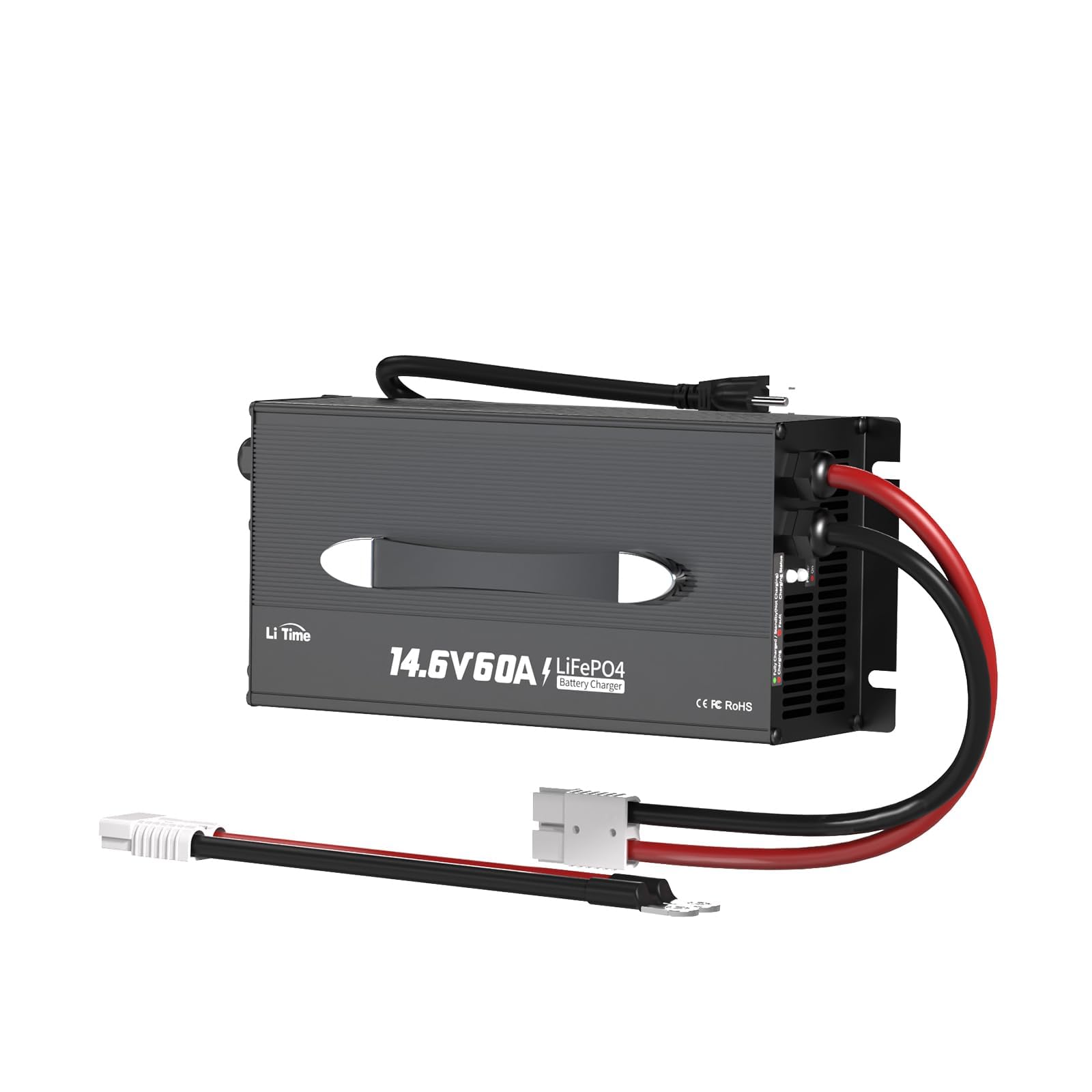 LiTime 12V 60A Lithium Battery Charger, 14.6V Smart LiFePO4 Charger with 3-Stage Charging, 0V Battery Activation, Fast Charging