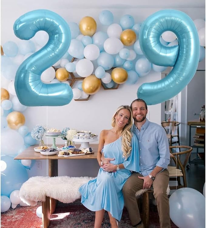 Pearlescent Blue Number 2 Balloon 40 Inch, 2 Balloon Number, 2nd Birthday Decorations for Baby Girls Boys Toddlers