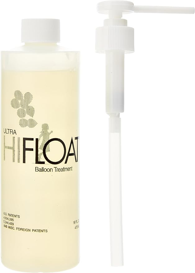 HI-FLOAT Balloon Treatment 16 oz – Extends Float Time for Helium-Filled Latex Balloons – Treats Up to 100 (11-Inch) Balloons – Non-Toxic, Biodegradable Balloon Sealant