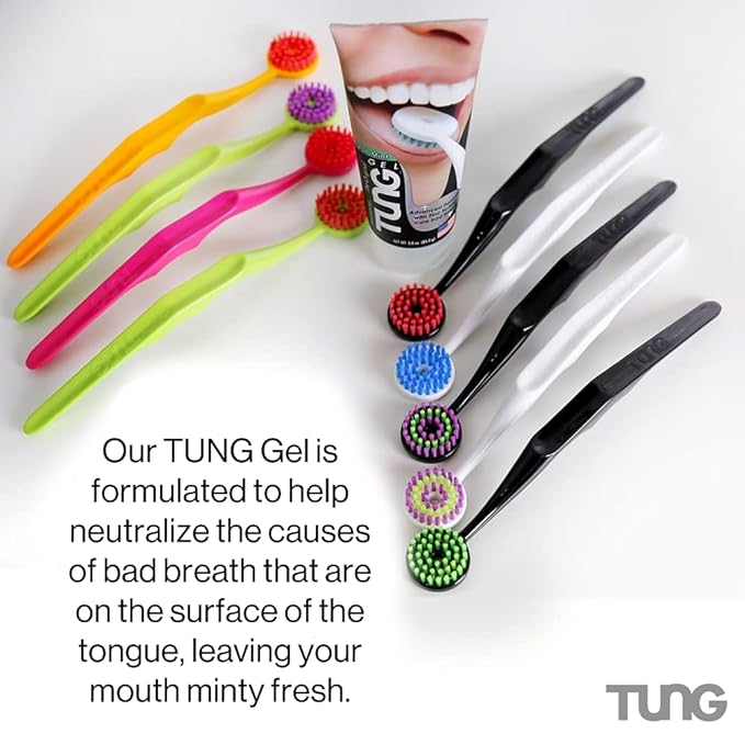 TUNG Tongue Cleaning Kit – Original TUNG Brush & Natural Mint Blast Gel, Bad Breath & Halitosis Defense, BPA-Free, Made in USA