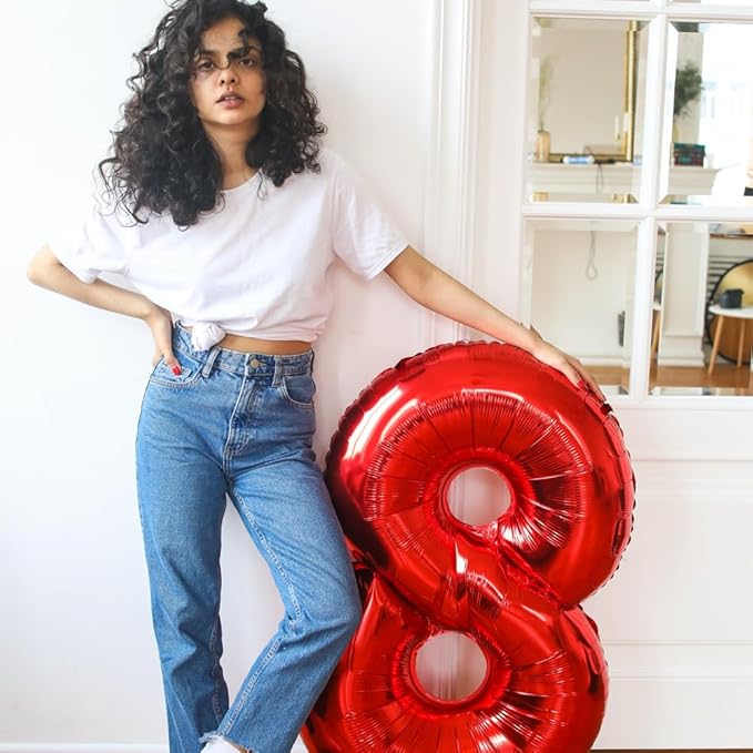 40 Inch Red Number 6 Balloon Large Red Foil Balloon Red 6 Balloons Mylar Helium Balloon for 6th Birthday Party Decorations Girls Boys Baby Shower Wedding Anniversary Decoration
