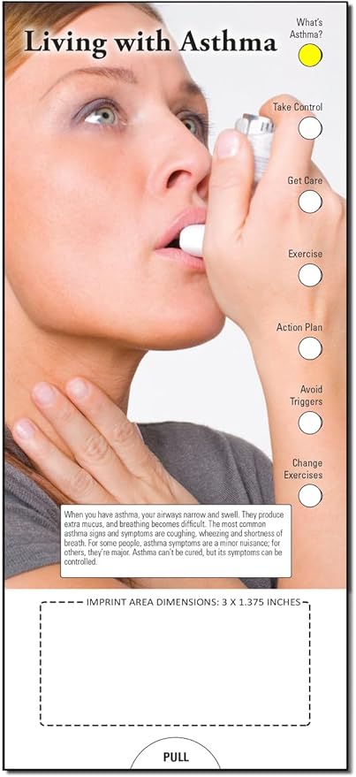 ZOCO - Living with Asthma Slide Chart - Custom Promotional Item (Pack of 250) - Medications, Inhalers, Triggers - Doctor’s Office, Clinics, Pharmacies Handout, Brochure, Pamphlet - 3.75 x 8.5 in.