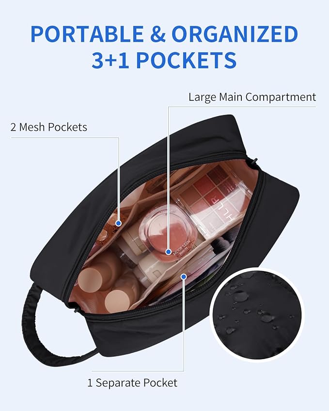 Narwey Puffy Travel Toiletry Bag for Traveling Women Girl, Travel Bag for Toiletries, Cute Travel Makeup Bag Organizer, Quilted Cosmetic Bag Make Up Skincare Medicine Bags