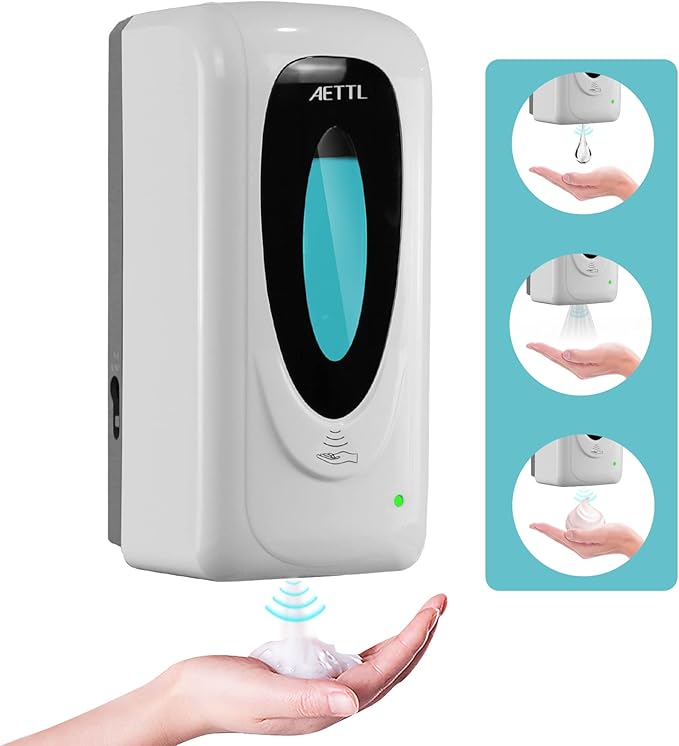 Touchless Automatic Foaming Hand Soap Dispenser Wall Mount, Motion Sensor Foam Liquid Refill Bottle Sanitizer Dispensing for Bathroom Kitchen Home Farmhouse Station 1306-s