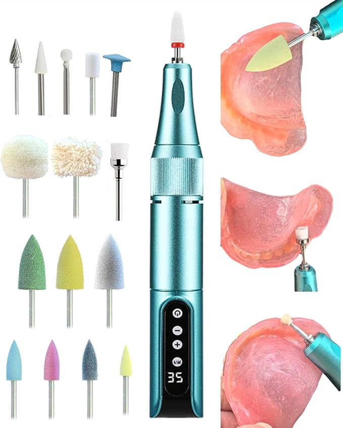 Cordless Repair Kit 35000 RPM Mini Polisher for Edge Correction, Stains Remove and Surface Finishing, Includes 16 Polishing and Cleaning Attachments and Storage Box