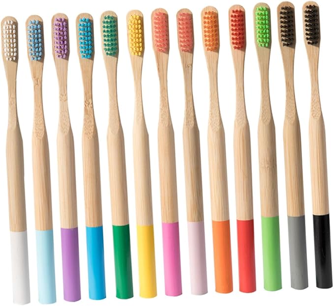 FUOYLOO Toothbrush Set for Adults Biodegradable Ergonomic Painted Handles Soft Bristles for Travel and Home