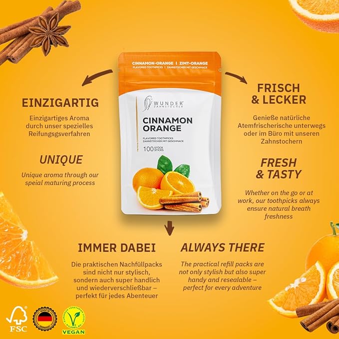 Wonder Toothpick - Flavored Toothpicks - Infused with Natural Flavors for Long-Lasting Freshness - Portable & Convenient - 100 picks