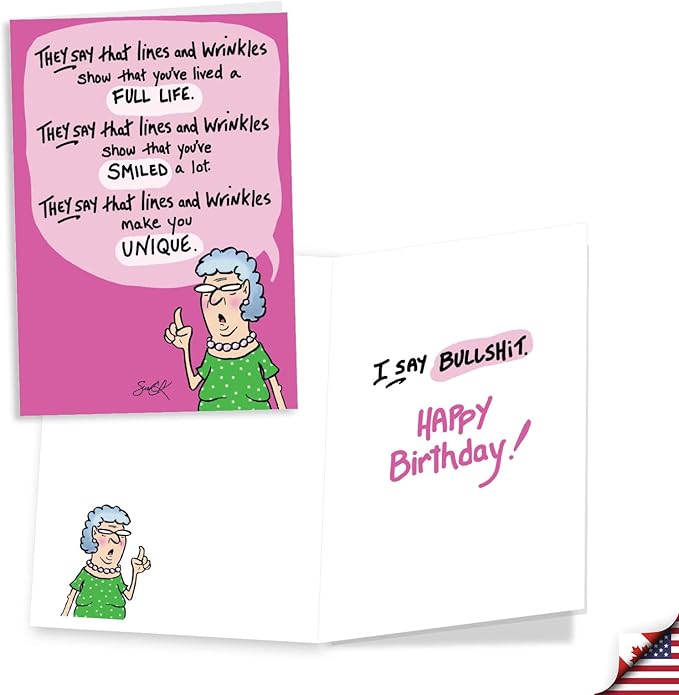 NobleWorks Assortment Pack of 3 Humorous Birthday Greeting Cards with Envelopes (3 Designs, 1 Each) Laughs for Ladies VC7960BDG-C1x3