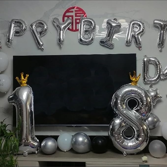 Silver Number 0 Balloon with Crown, 40 inch Silver Number Balloon 0th Birthday Party Decoration Silver Crown Balloons 0-9 for Birthday Party Anniversary Decorations Supplies