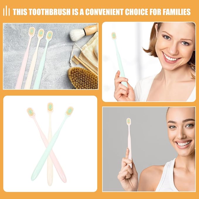 VILLCASE Soft Bristle Toothbrushes for Adults 9pcs, Wide Head Soft Toothbrushes, Gentle Gum Care Household and Camping Use
