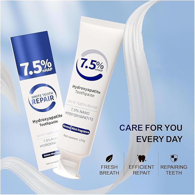 Hydroxyapatite Toothpastes for Enamel Protection and Tooth Strengthening, Hidroxiapatita Toothpaste for Sensitive Teeth with Fluoride-Free Formula, Natural Whitening Toothpaste(1pc)