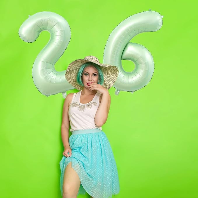 40 Inch Number 26 Balloons, Olive Green Giant Jumbo Helium Number 26 Foil Balloons for 26th 62th Birthday Party Anniversary Events Boys Girls Decorations Supplies