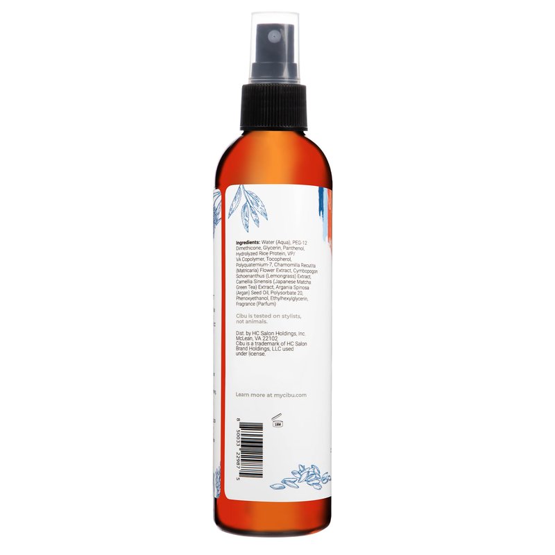 CIBU Anti-Frizz Smoothing Spray | Rice Protein and Keratin Treatment | No Heat Damage Silky Hair Product | 8oz