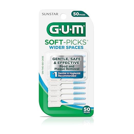 GUM Soft-Picks Wider Space, Easy to Use Dental Picks for Teeth Cleaning and Gum Health, with Convenient Carry Case, Dentist Recommended Dental Picks, 50 Count
