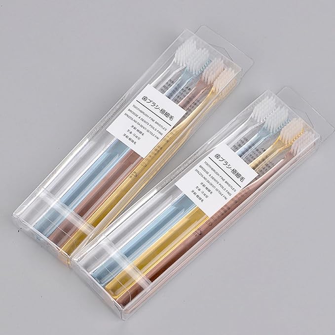 Superfine Soft Bristle Toothbrush Small Head 8pcs Crystal Manual Toothbrushes Bulk Pack for Adults Travel and Home Use